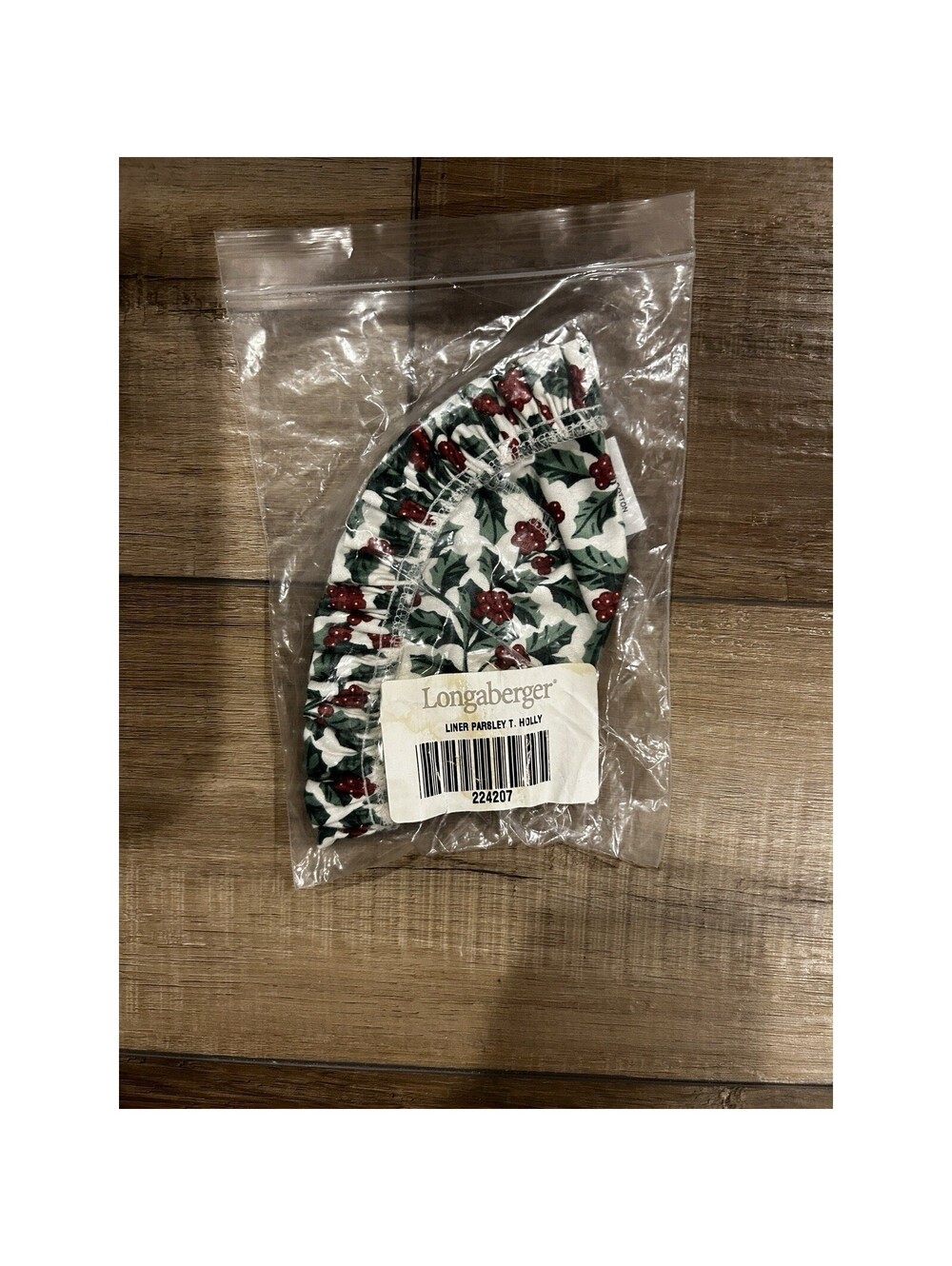 Longaberger Parsley Booking Basket Liner Traditional Holly Christmas New
